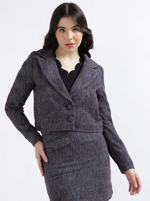 centrestage grey textured pattern blazer