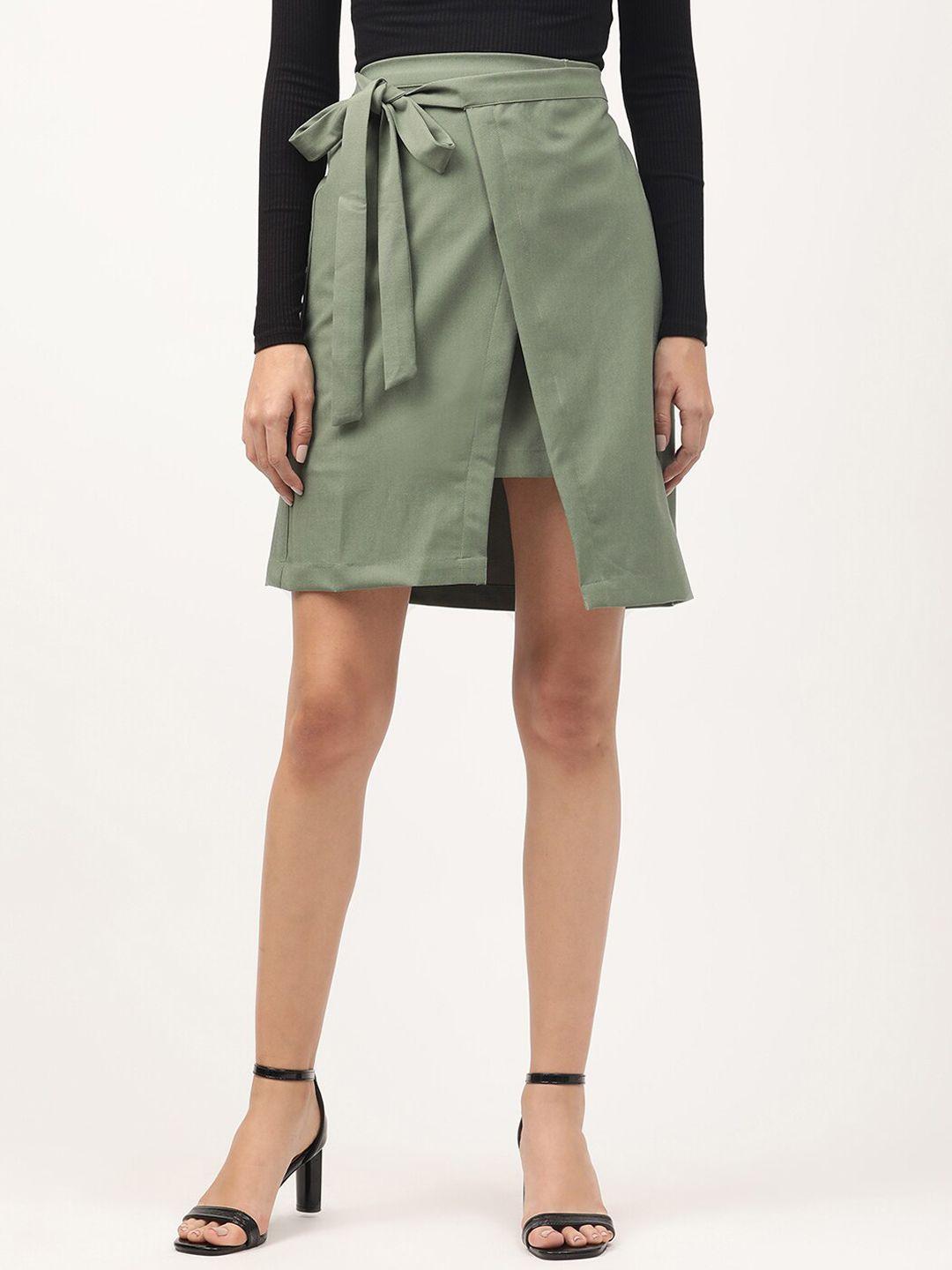 centrestage women olive solid mini skirt