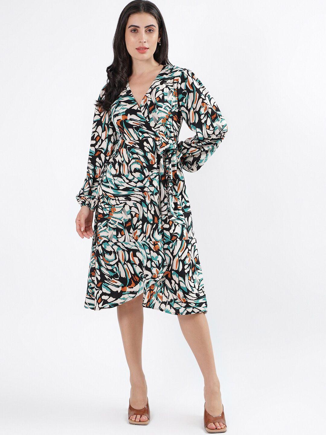 centrestage abstract printed v-neck dress