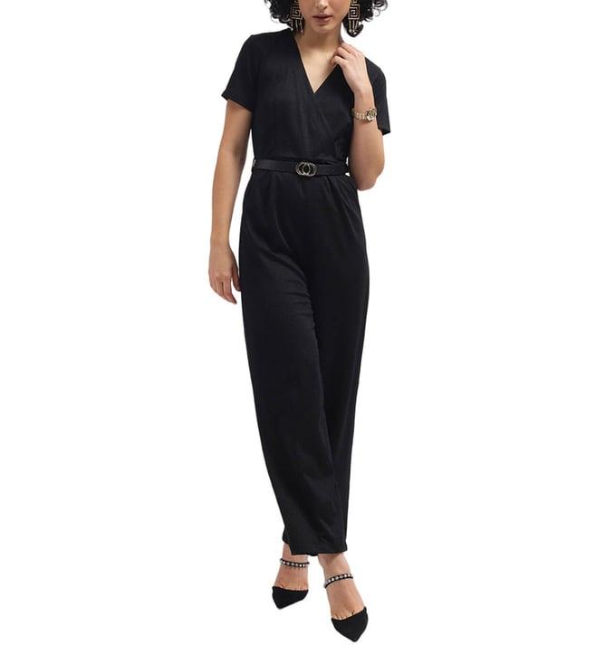 centrestage black regular fit jumpsuit