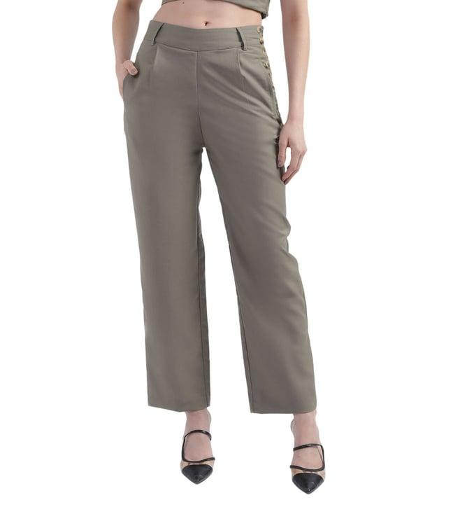 centrestage green regular fit pleated trousers