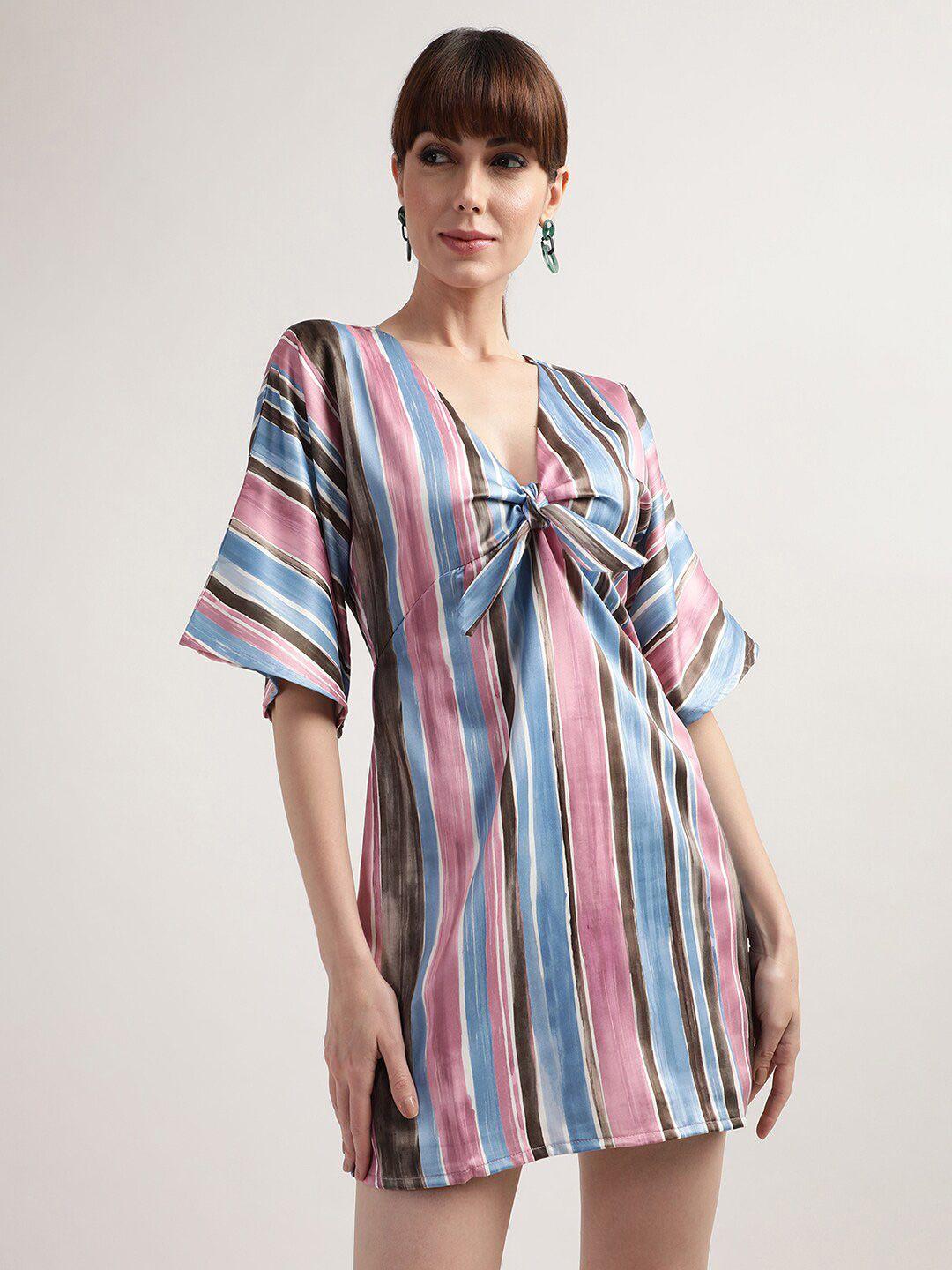centrestage multicoloured striped a-line mini dress