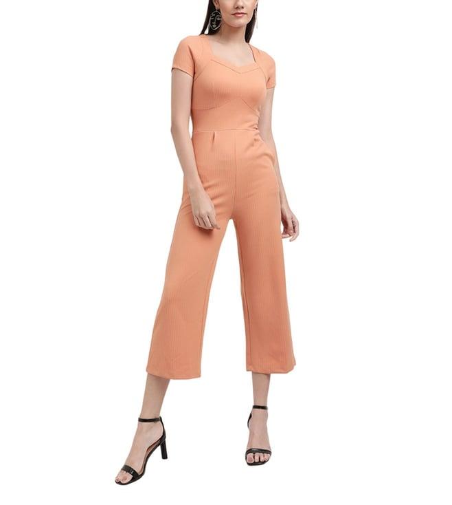 centrestage orange textured regular fit jumpsuit