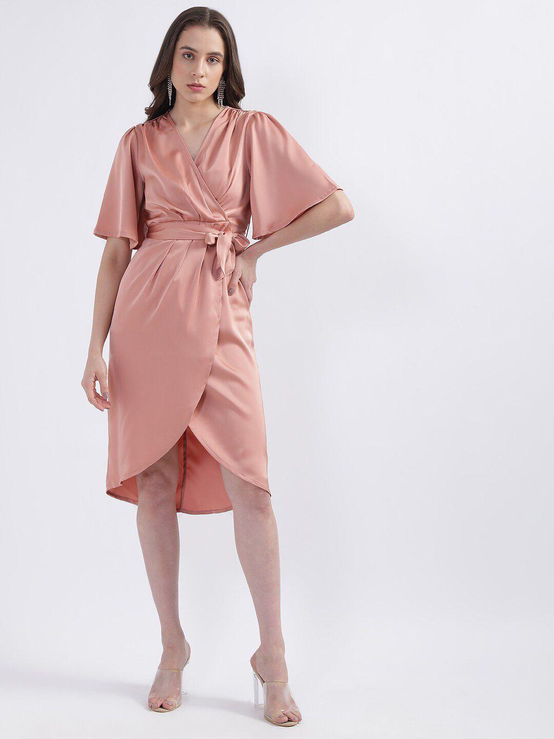 centrestage peach-coloured flared sleeve dress