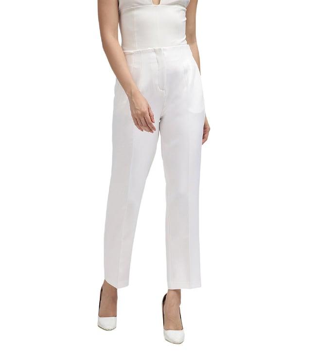 centrestage white straight fit pleated trousers
