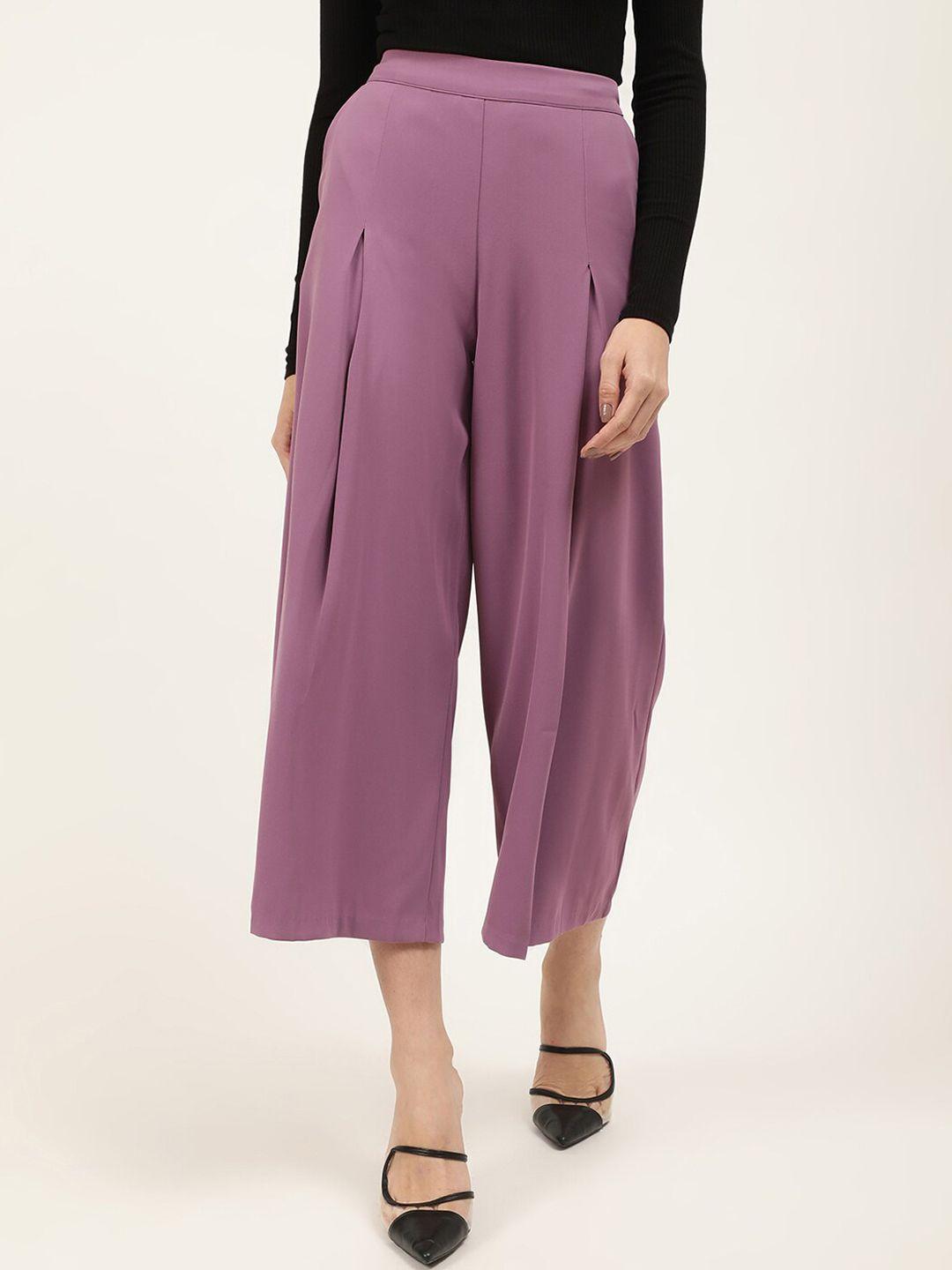 centrestage women purple loose fit high-rise culottes trousers