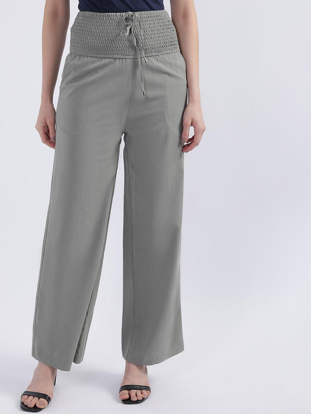 centrestage women sea green flared high-rise trousers