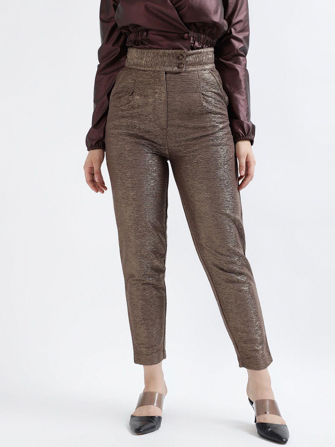 centrestage women slim fit high rise plain trousers