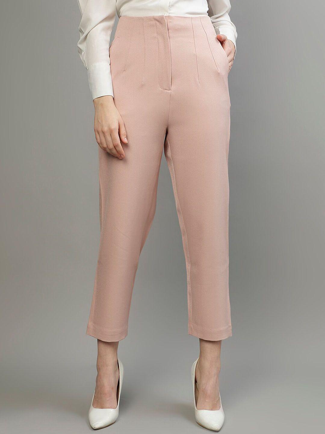 centrestage women slim fit pleated cropped trousers