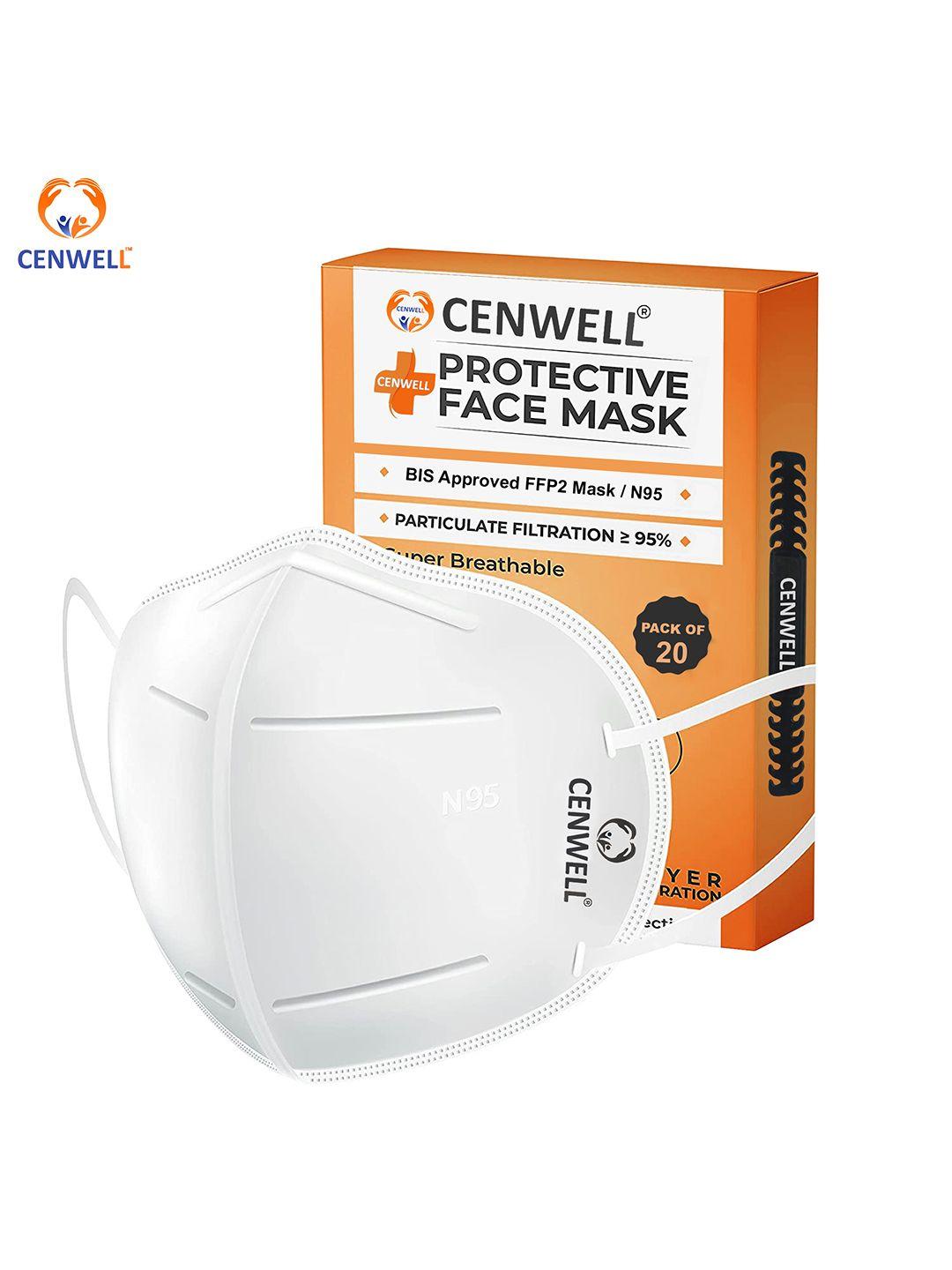 cenwell unisex pack of 20 solid 5-ply anti-pollution reusable n95 masks