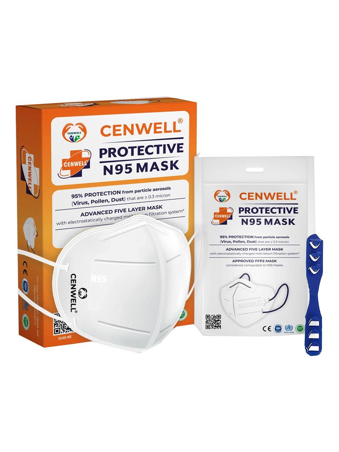 cenwell unisex pack of 4 white solid cotton 3-ply reusable n95 masks