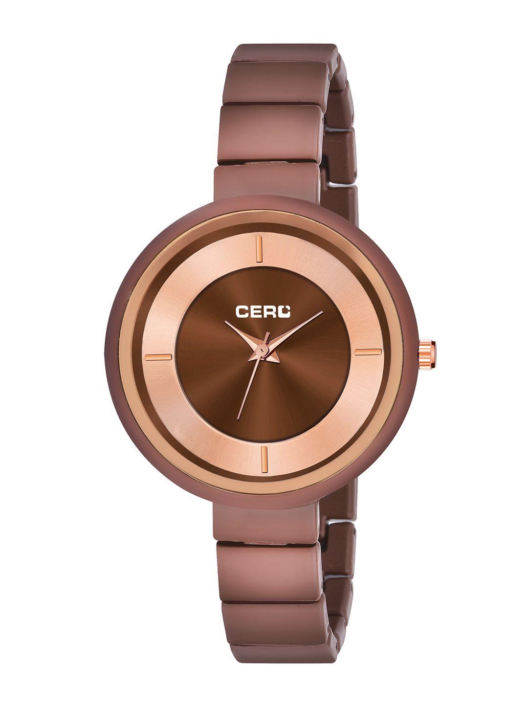 cero women brass dial & bracelet style straps analogue watch bg-206-brown-metal-brown