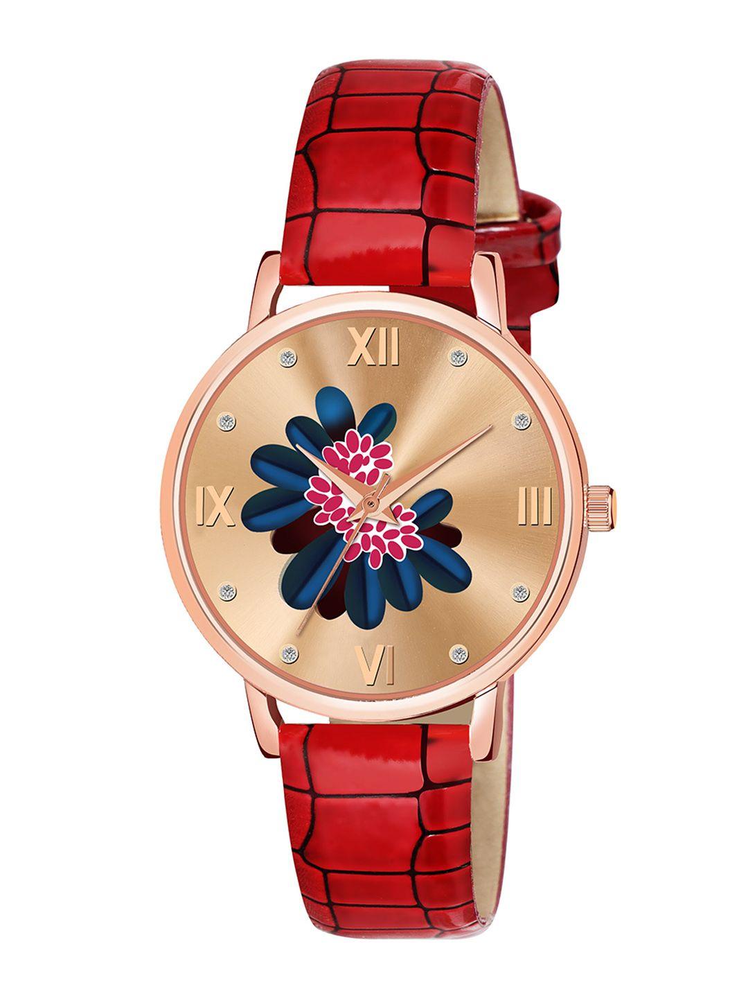 cero women brass printed dial & straps analogue watch- ab60-c