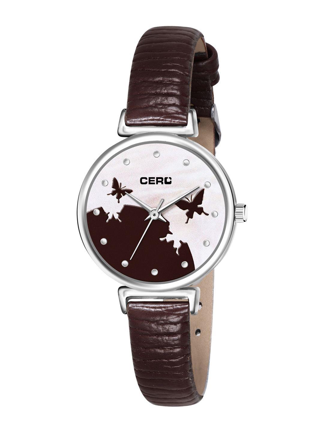 cero women brass printed dial & straps analogue watch