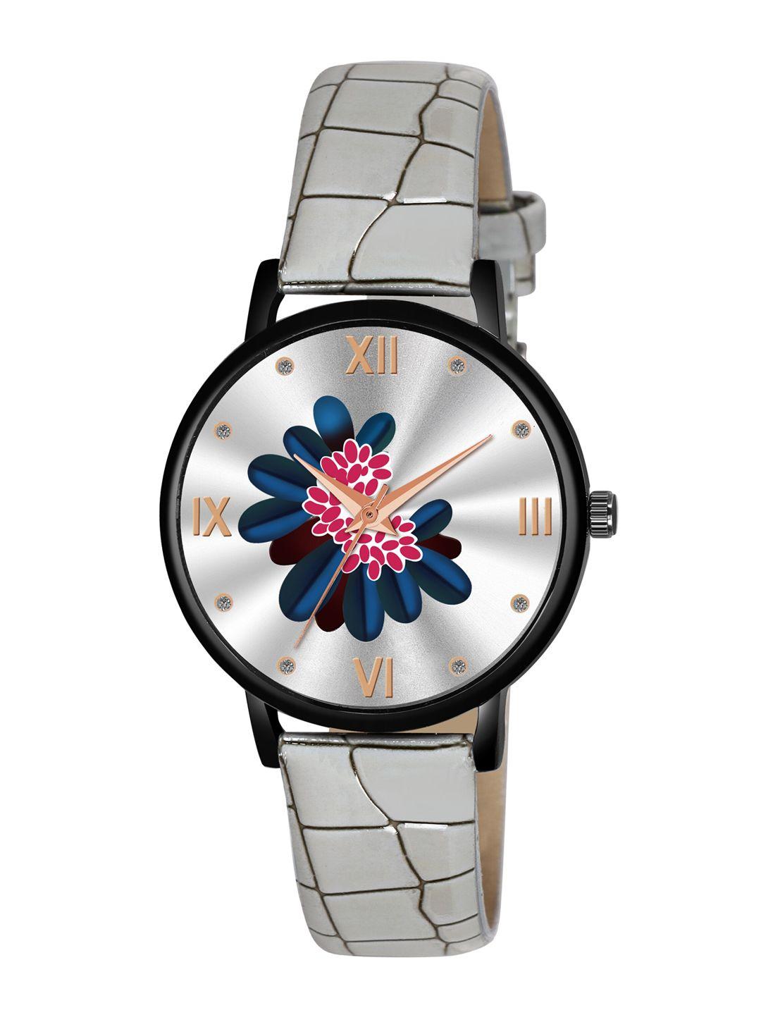 cero women brass printed dial & textured straps analogue watch- ab60-b