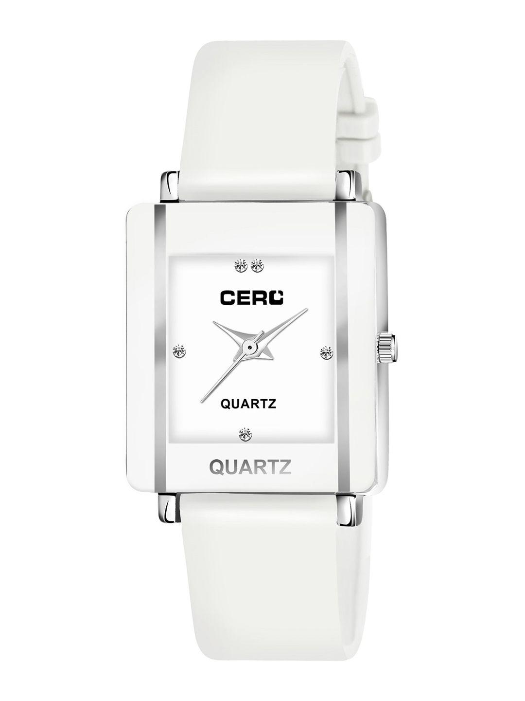 cero women rectangle dial & regular straps analogue watch m-cho 248-whitenew