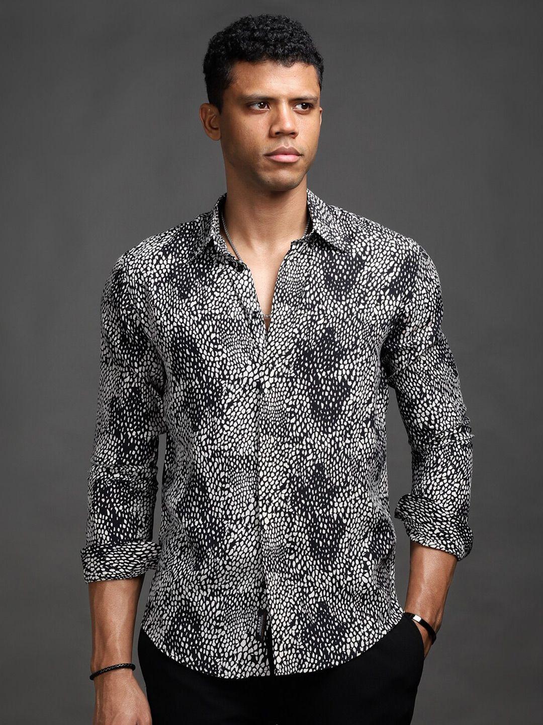 cesari london comfort slim fit animal skin printed casual shirt