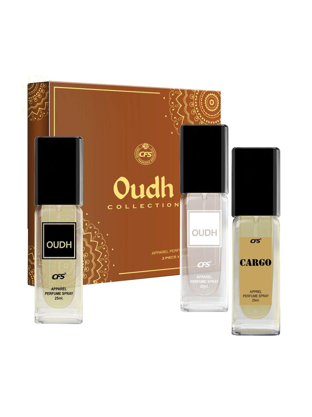 cfs  oudh collection unisex perfume gift set oudh white, oudh black, cargo khaki 25ml each