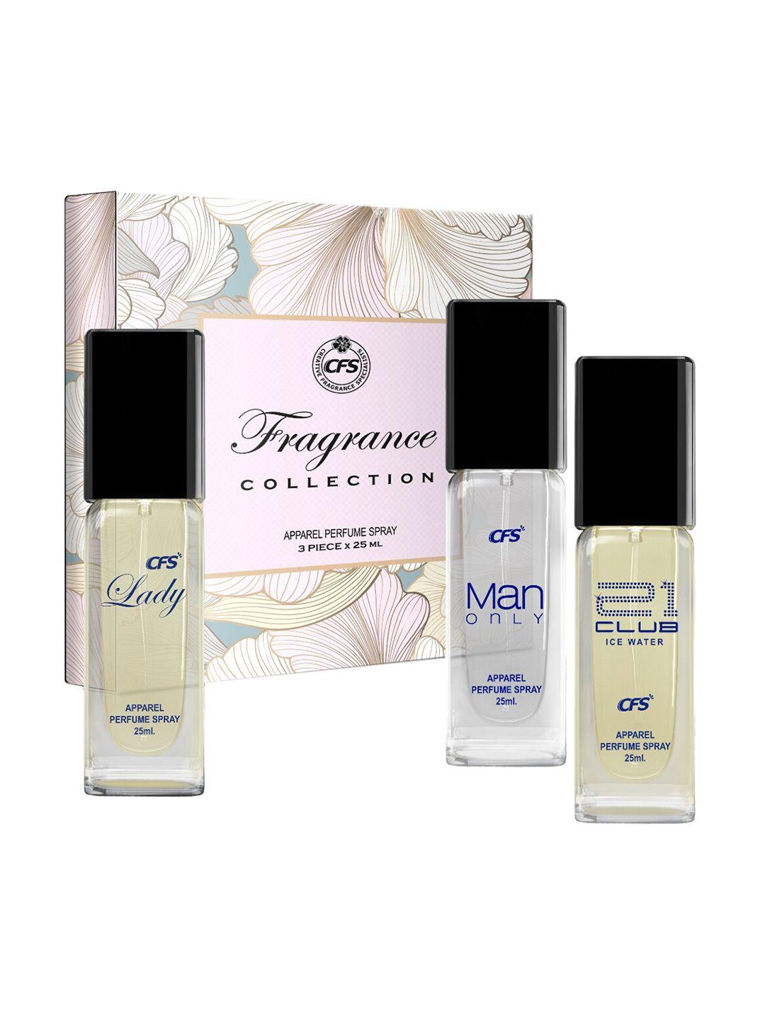 cfs fragrance perfume collection - lady + man only black + 21 ice water - 25ml each