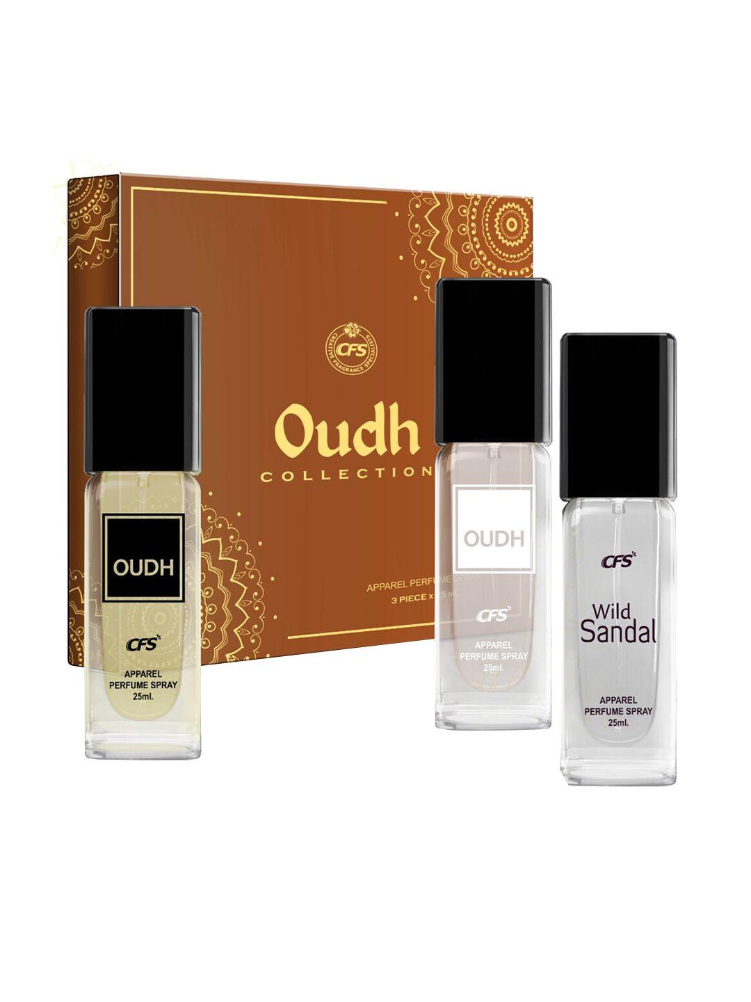 cfs oudh collection unisex perfume gift set oudh white, oudh black, wild sandal 25ml each