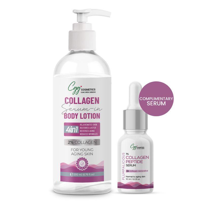 cgg cosmetics 2% collagen serum in body lotion with free sample of 1% collagen serum