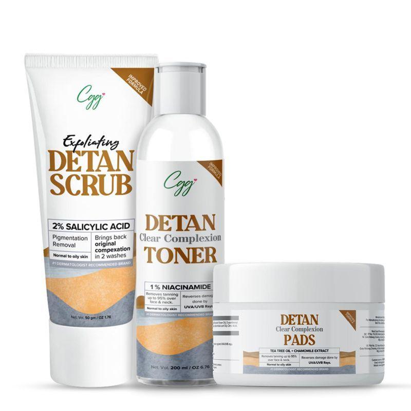 cgg cosmetics de-tanning facial kit - scrub + toner + cotton pads