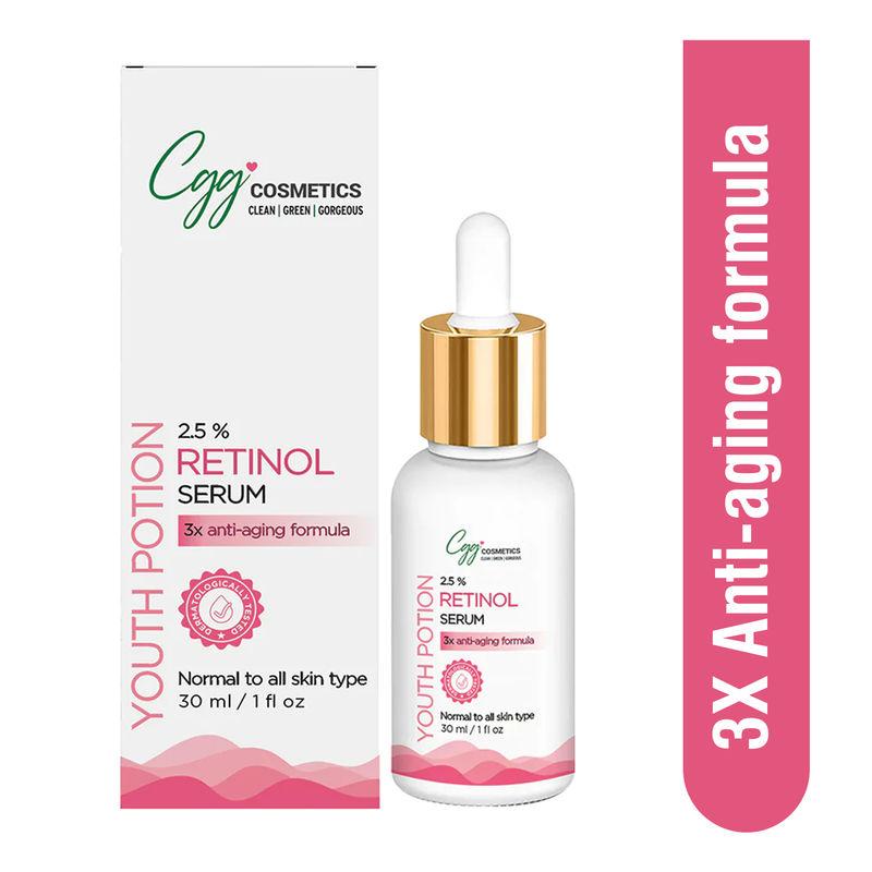 cgg cosmetics retinol 2.5%- hyaluronic acid- niacinamide & aloe vera facial serum - wrinkle serum