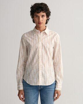 chain print shirt with spread collar