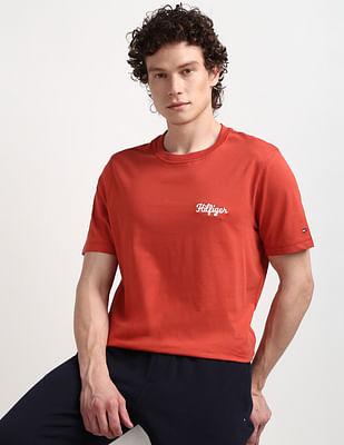 chain stitch logo cotton t-shirt