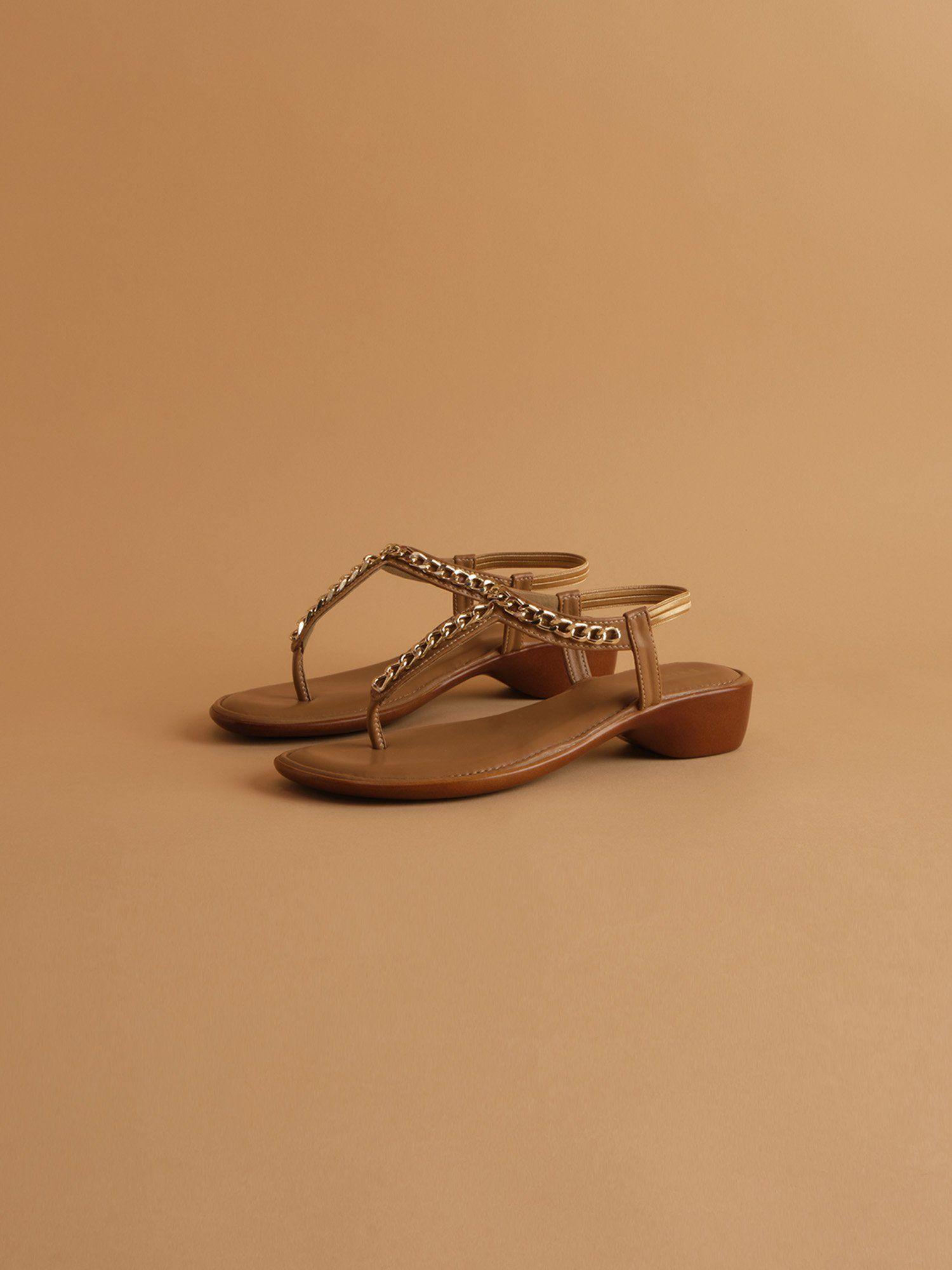 chained beige aveda flats