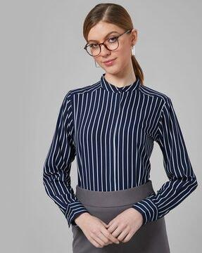 chalk stripe polyester regular formal shirt