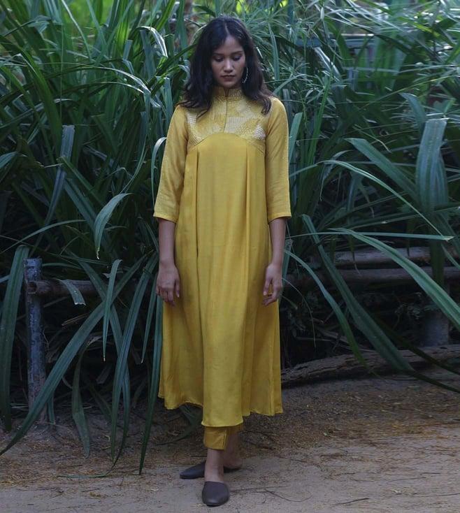 chambray & co atoshi bloom yellow kurta pant set
