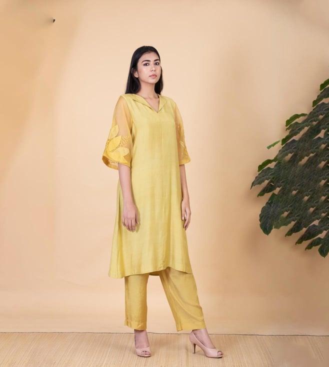 chambray & co yellow svelte kaashvi kurta with pant