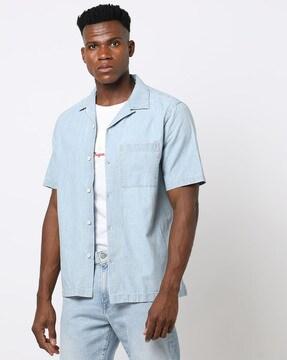 chambray shirt with patch pocket