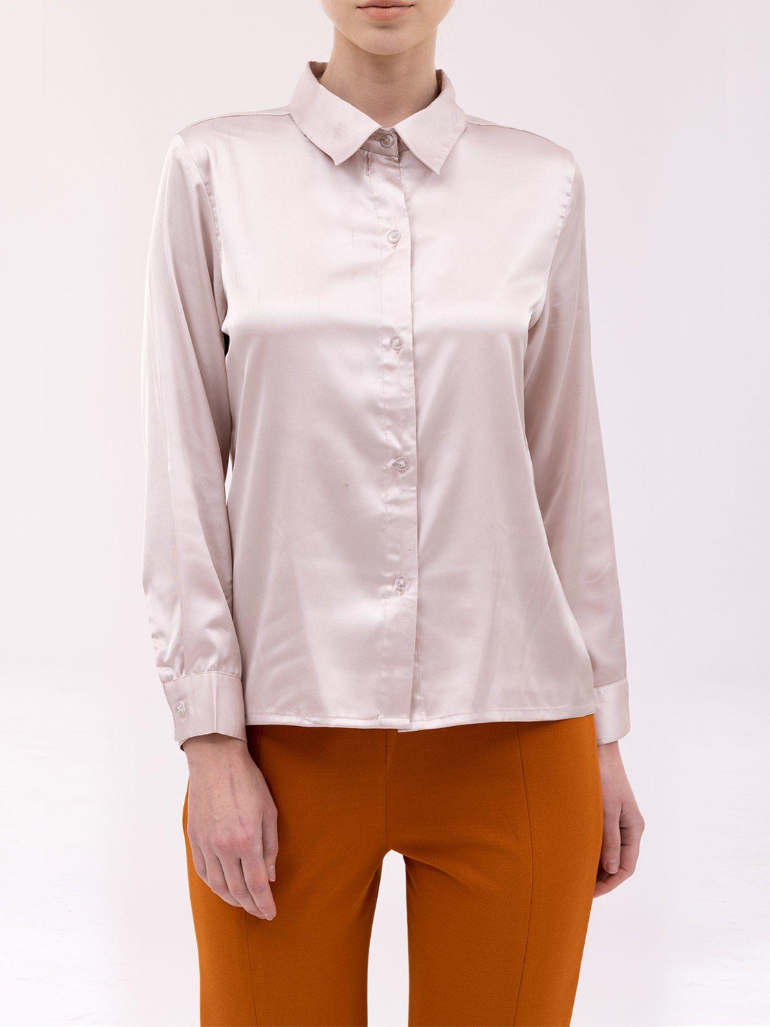 champagne 9-5 silk shirt