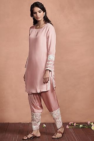 champagne blush embroidered kurta set