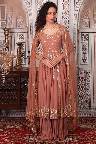 champagne embellished anarkali set