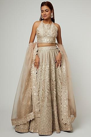 champagne gold embroidered lehenga