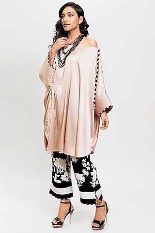 champagne pink silk tunic set