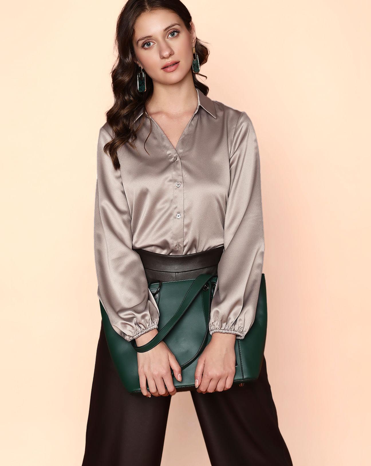 champagne satin shirt