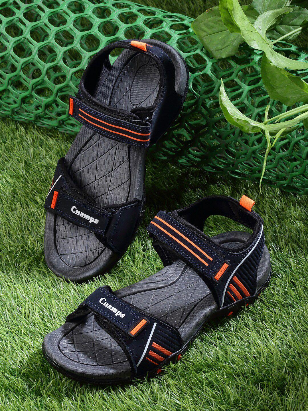 champs men textured sports sandals with velcro closure