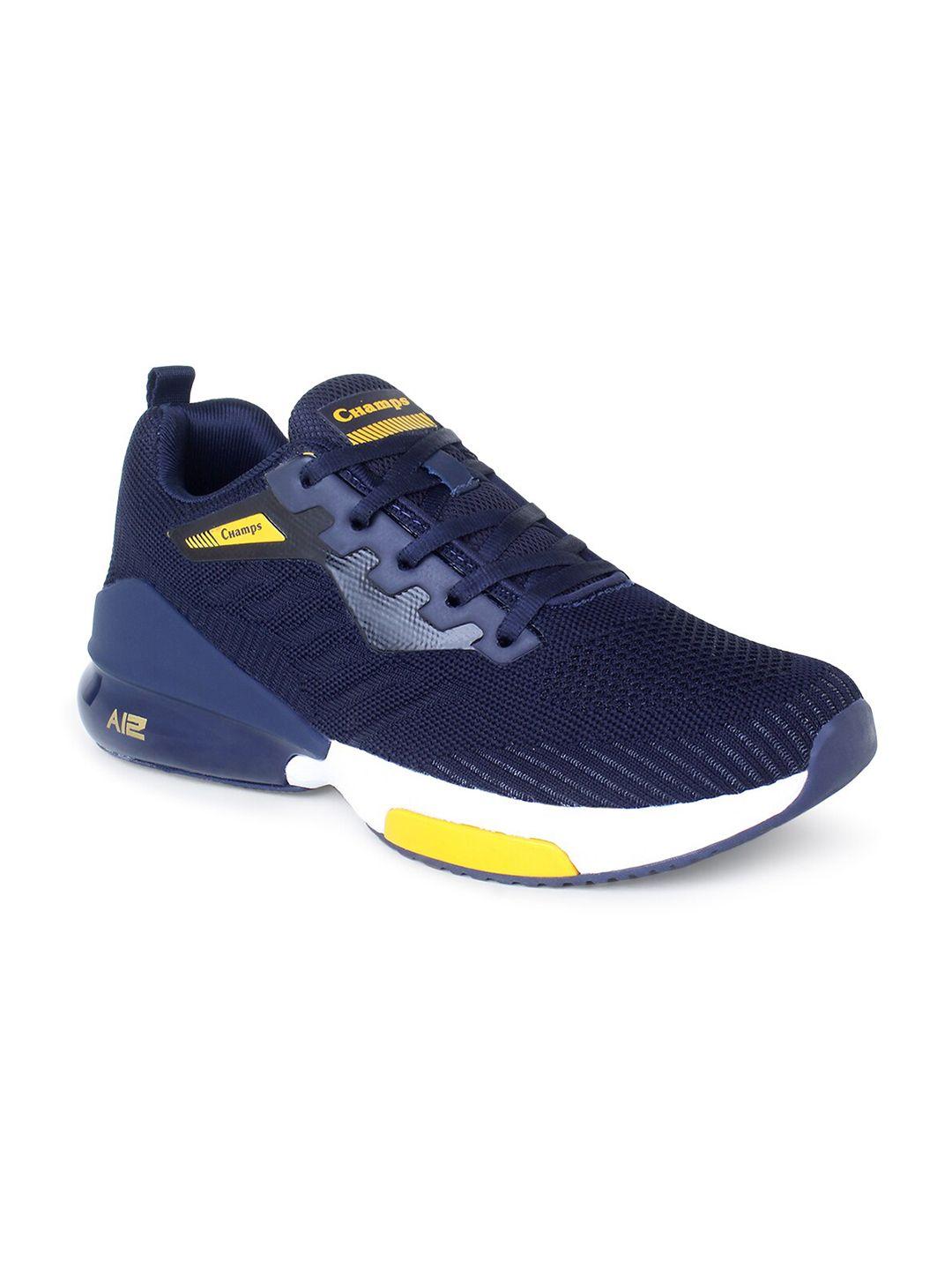 champs men navy blue mesh running non-marking shoes