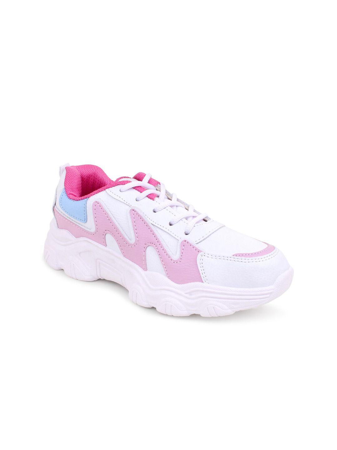 champs women white & purple colourblocked non-marking running shoes