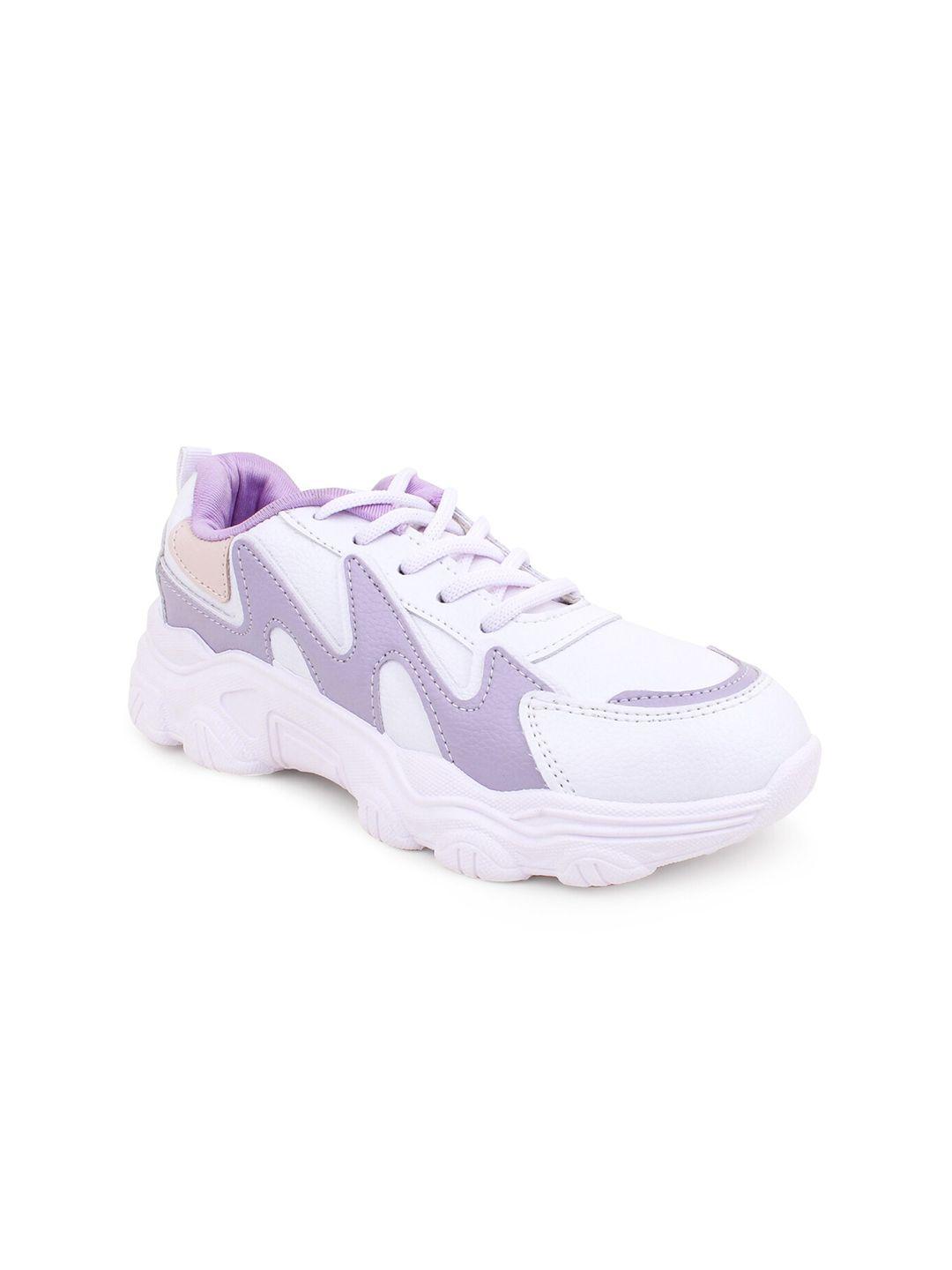 champs women white & purple colourblocked non-marking running shoes