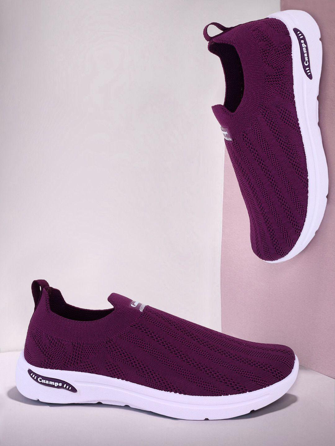 champs women woven design lightweight contrast sole slip-on sneakers