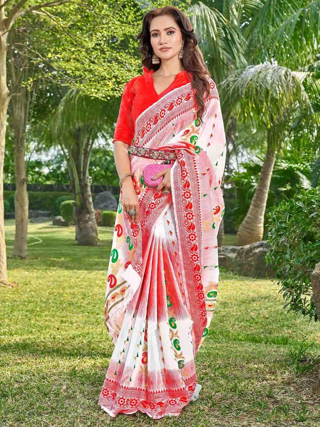chandbaali paisley woven design zari silk cotton jamdani saree