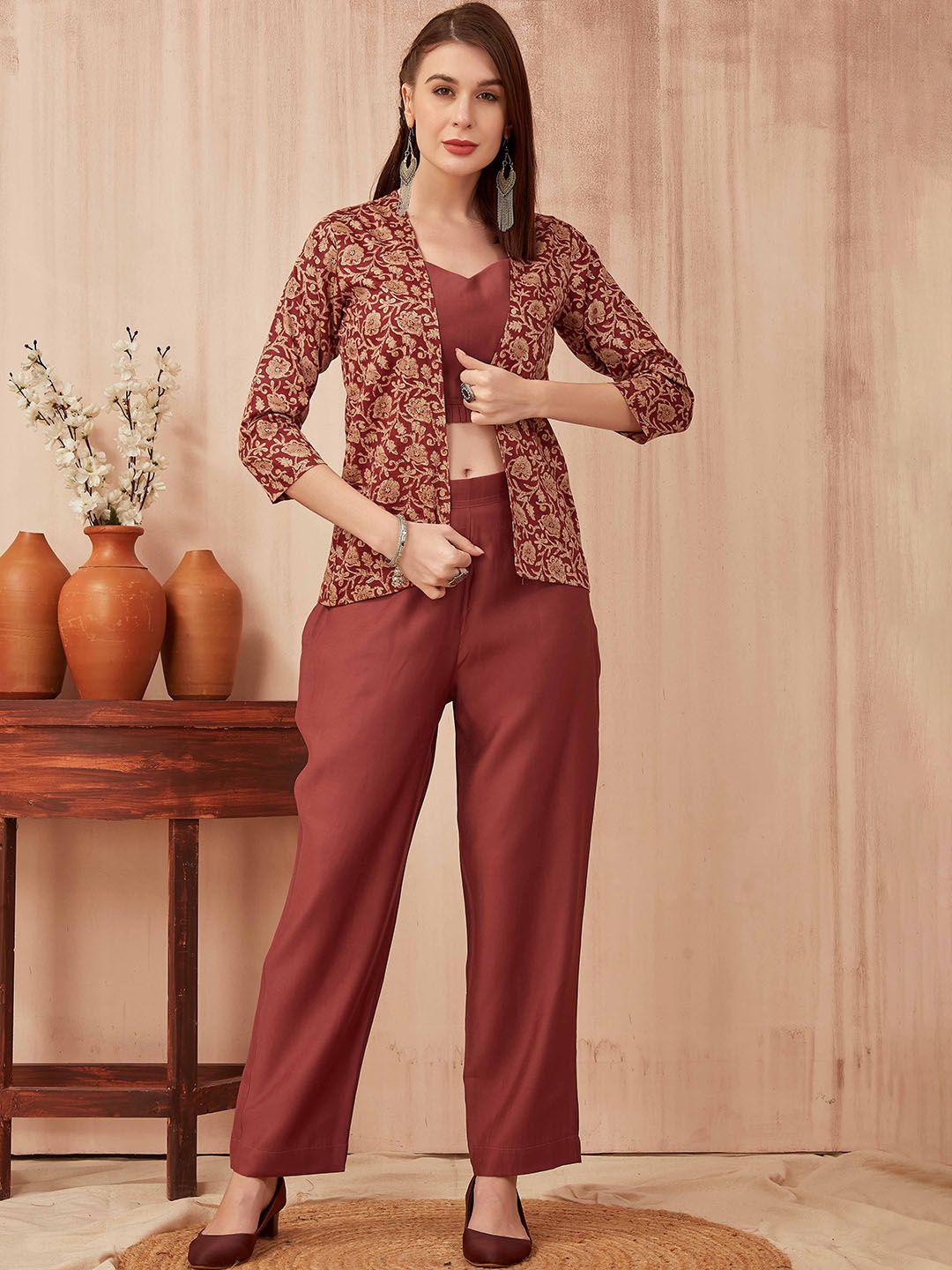 chandbaali printed top trousers & jacket