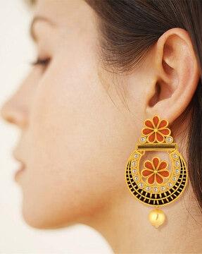chandbali earrings with floral detail