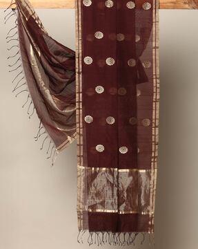 chanderi dupatta with fringed border