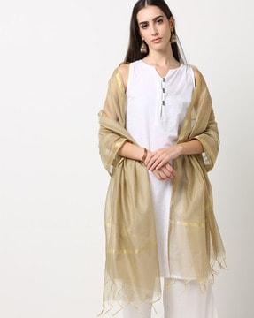 chanderi dupatta with tassels